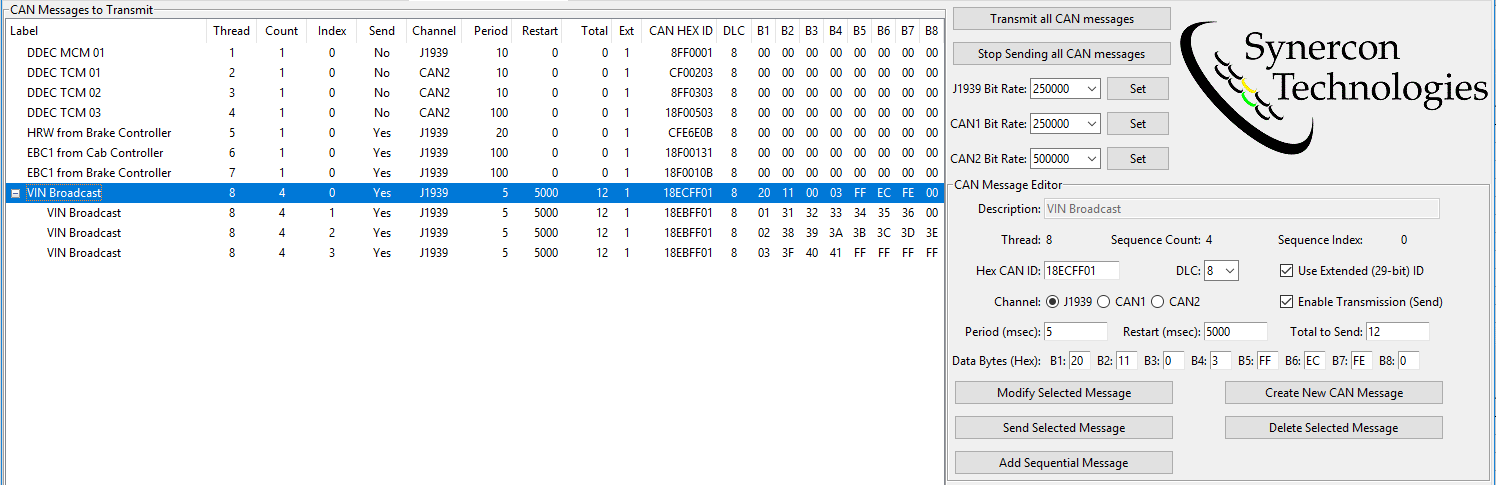 VIN Broadcast Example Setup